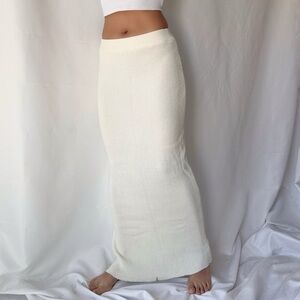 SYNDYS Revolve Cream Knit Maxi Skirt